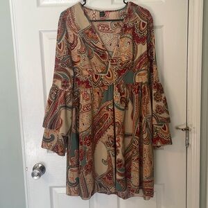 Shein 70s style flare sleeve dress